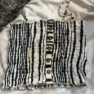 Topshop cropped striped shirred tank